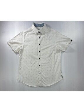 Howe 100% Cotton Floral Pattern Oxford Button Up White Men S
